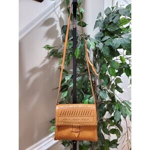 Rare Vintage Brown Women's Leather Toole Adjustable Strap Shoulder Crossbody